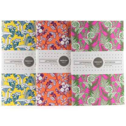 Letterpress - Forest Foraging Series: Set of 3 Assorted Pocket Notebooks: Plain Pages