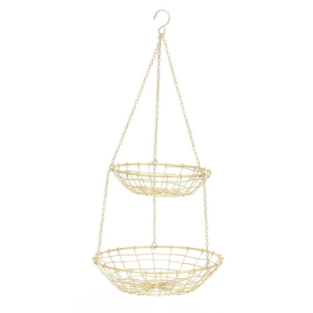Bacon Basketware - GOLD WIRE HANGING BASKET