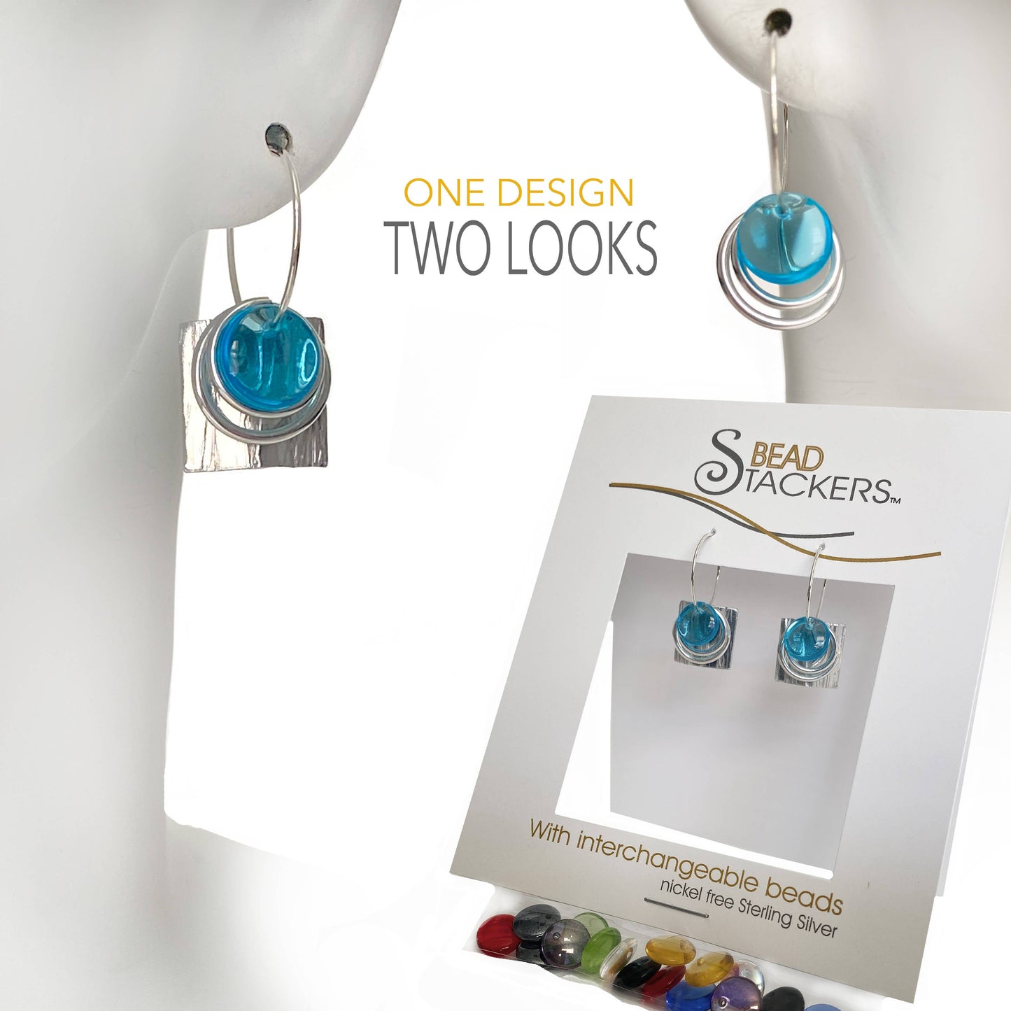 Conversations in Jewellery - TXSQ36 - Earrings come with 9 interchangeable colours.