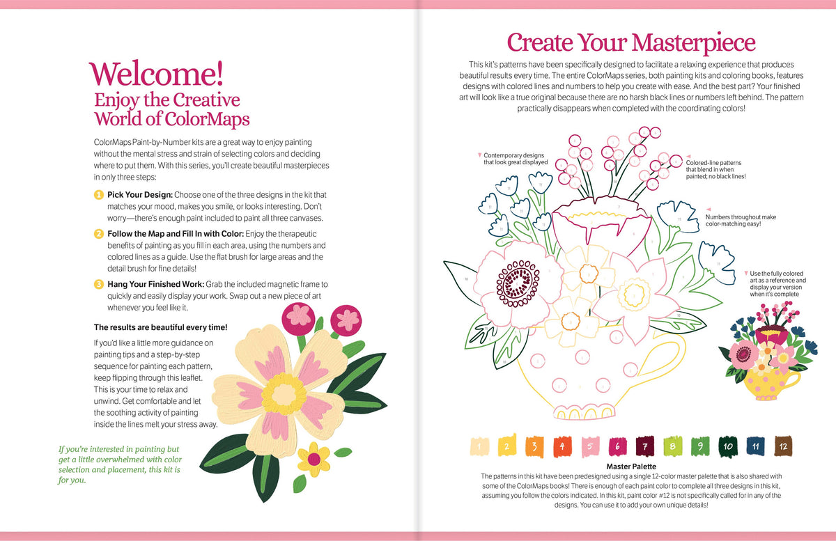 Schiffer Publishing - ColorMaps Paint-by-Number Beautiful Blooms