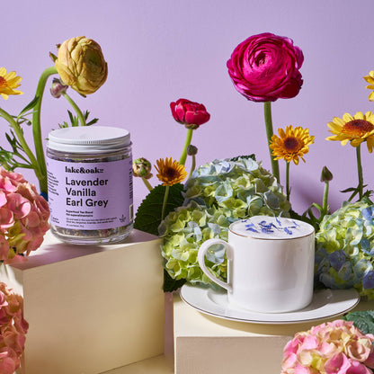 Lake & Oak Tea Co. - Lavender Vanilla Earl Grey -  Superfood Tea Blend: Pyramid Tea Bags - Retail Canister