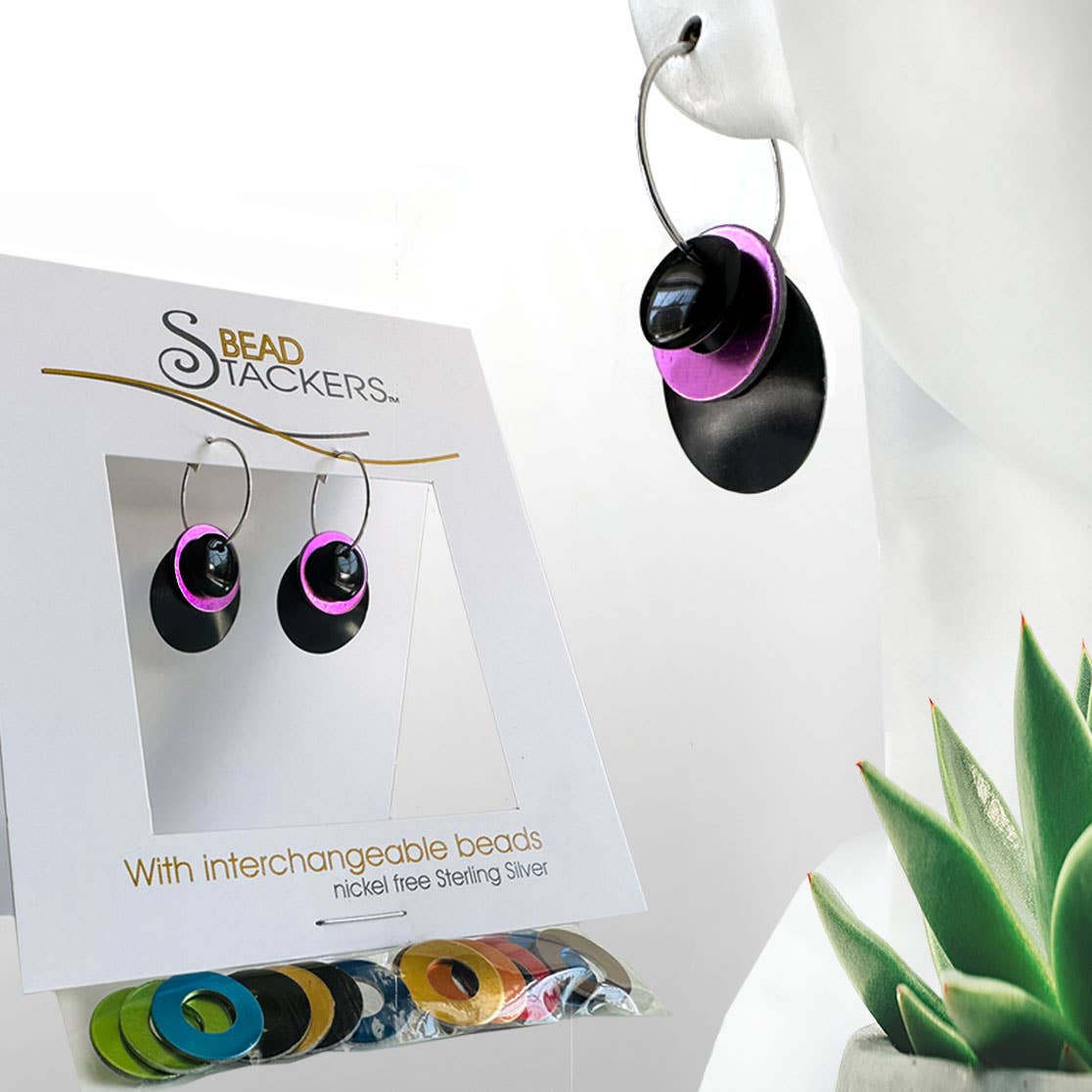 Conversations in Jewellery - LTMT36B - Earrings come with 9 interchangeable colours