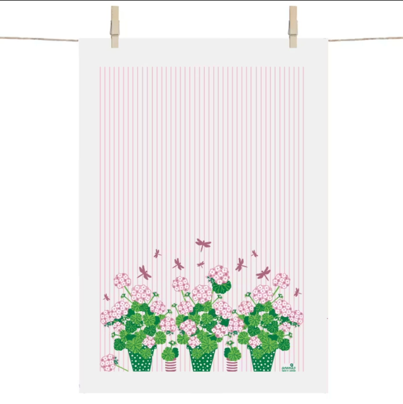 Square Love - Geranium Linen Cotton Tea Towel