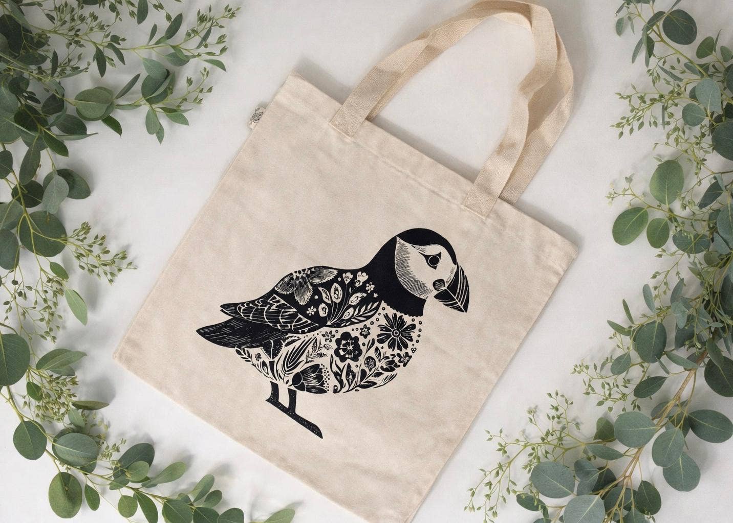 Simple Tote Pretty Puffin Shopping Bag