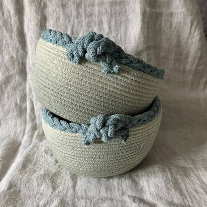 Sage Hand Dyed Rope Bowl with Braided Trim