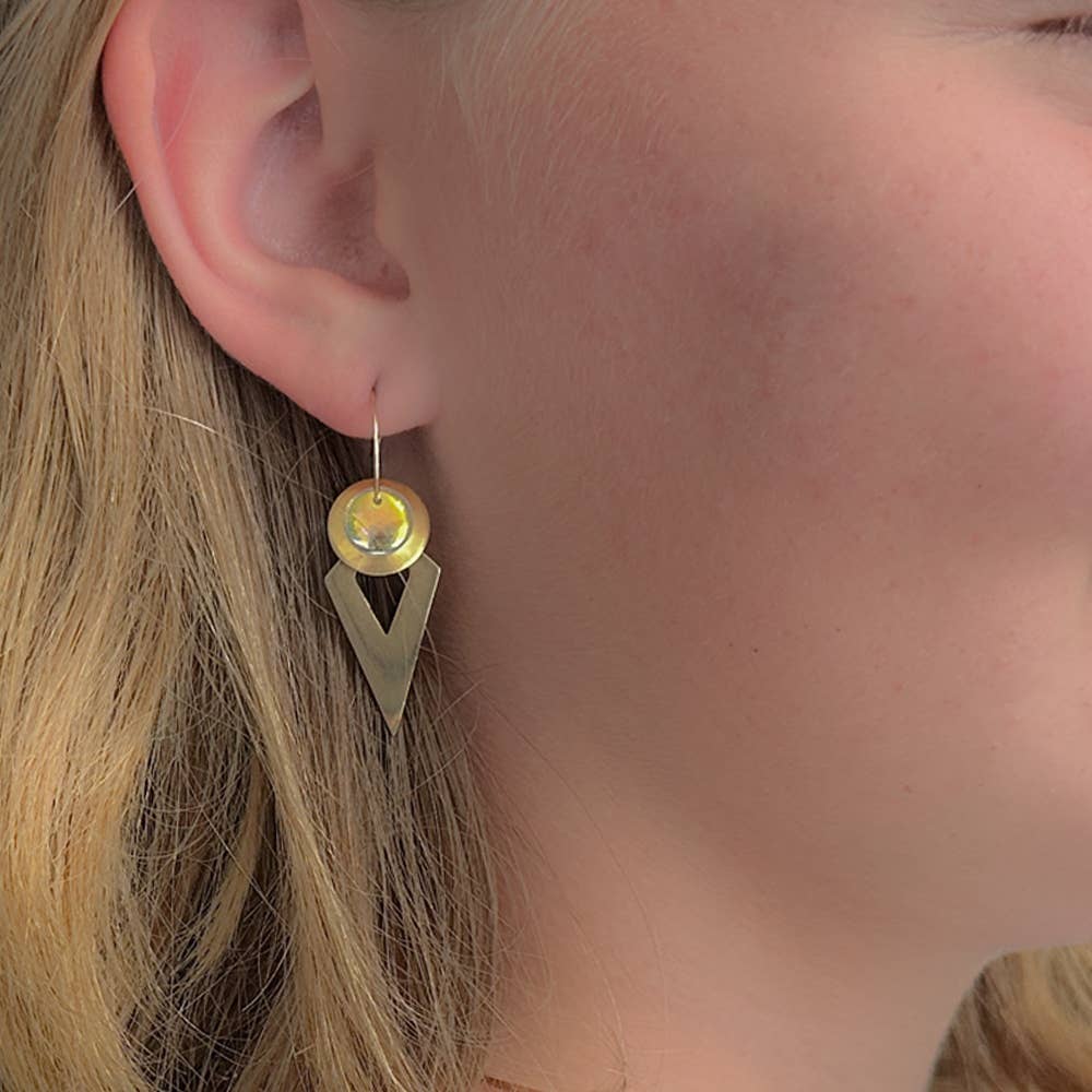 Conversations in Jewellery - Dagg42- Gold-fill earrings with 9 interchangeable colours.