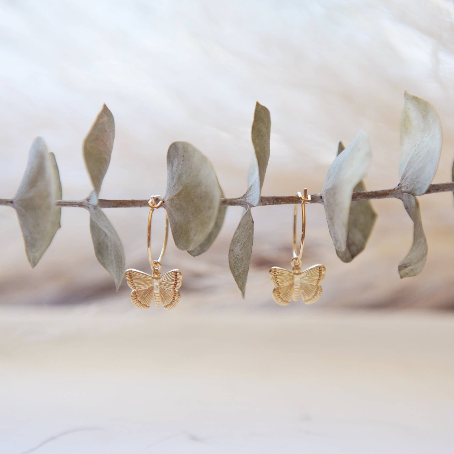 Oh So Lovely - Butterfly Hoop Earrings: Silver