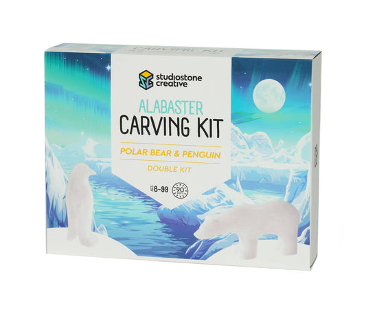 Polar Bear and Penguin Alabaster carving kit.