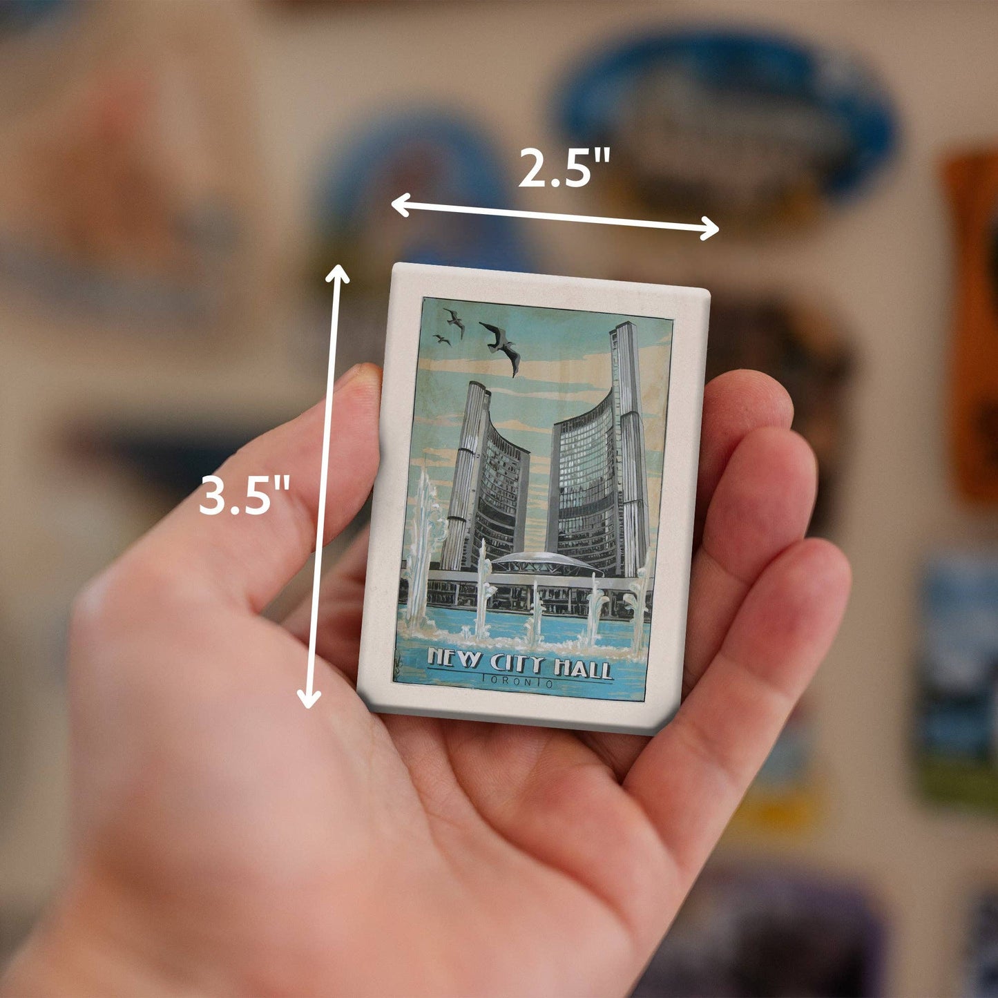 Totally Toronto Art/Sassy City Studio - Toronto City Hall Fridge Magnet | Rob Croxford: 2.50 X 3.50"