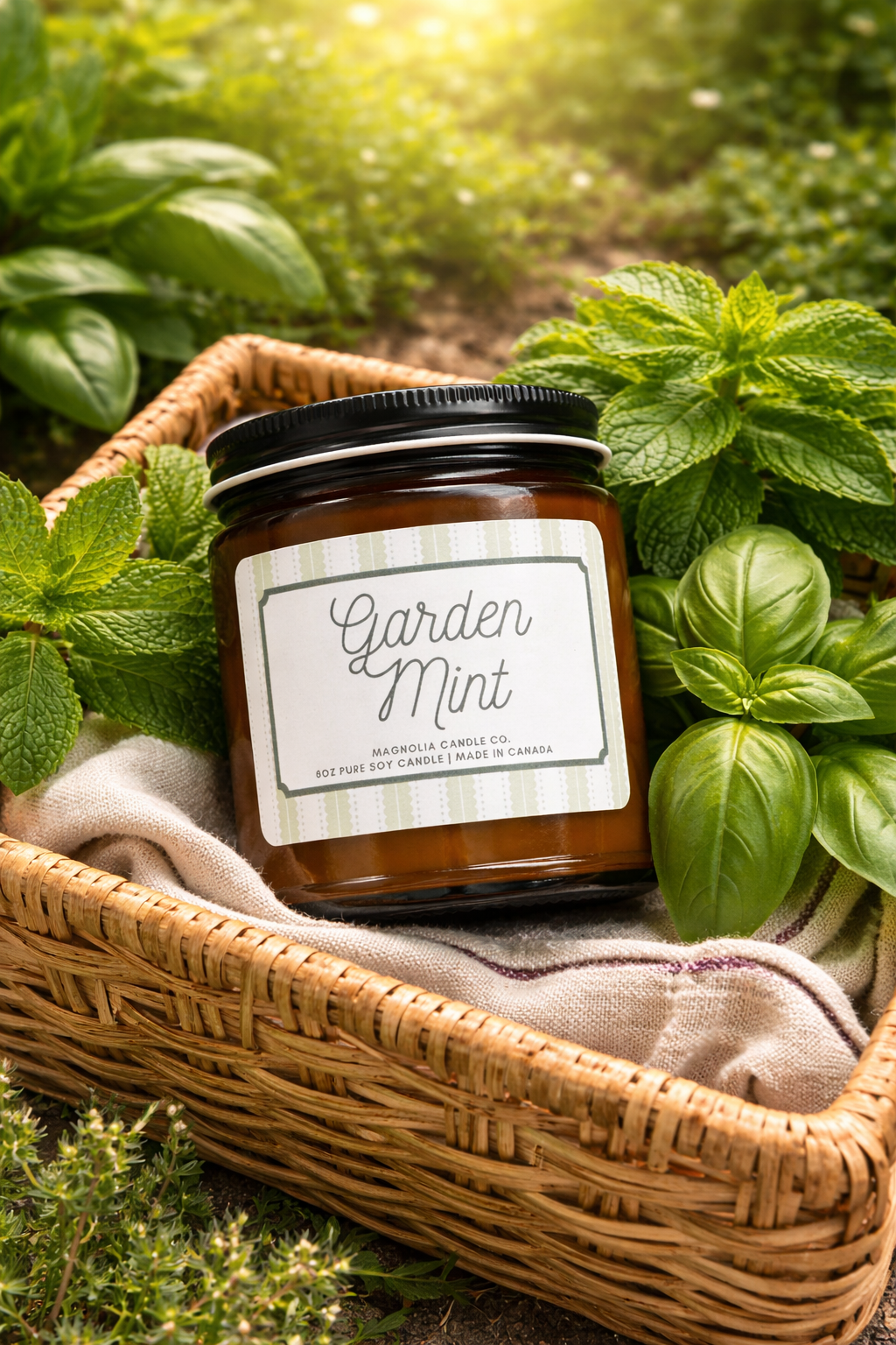 Magnolia Candle Company - Garden Mint, Summer, Spring PURE Soy Candle, 8oz