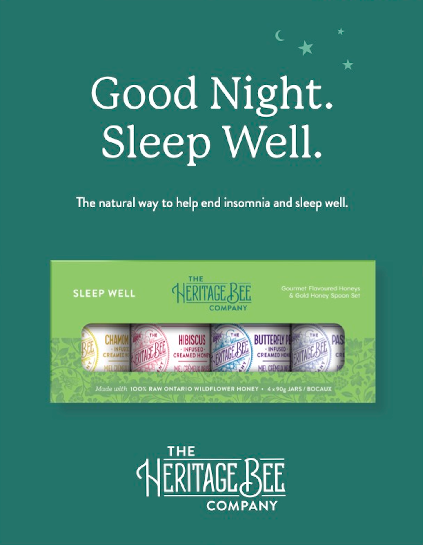 Heritage Bee Co. - SLEEP WELL Gourmet Gift Set with Gold Honey Spoon