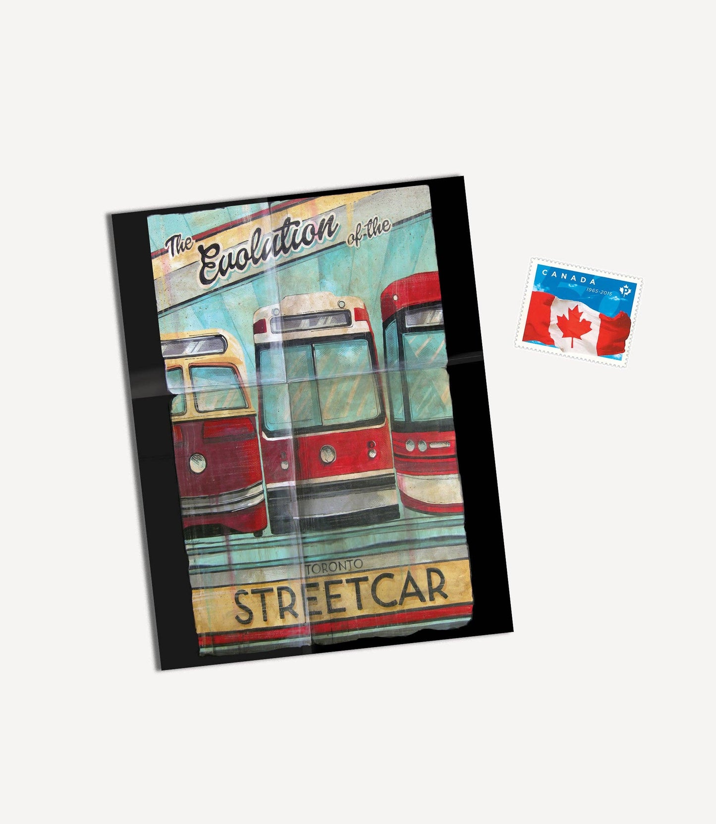 Totally Toronto Art/Sassy City Studio - Toronto Streetcar Evolution Postcard by Rob Croxford: 5" X7"