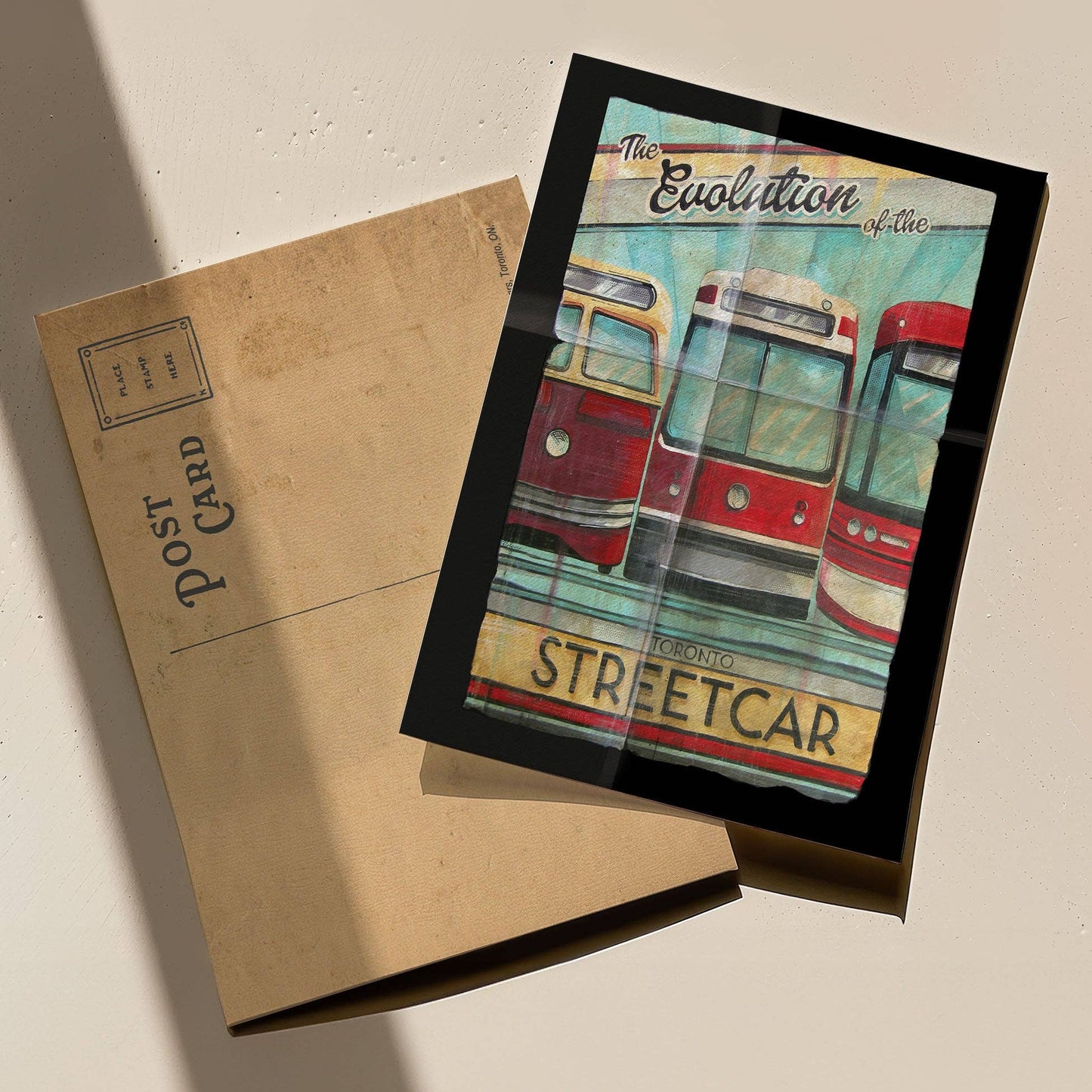 Totally Toronto Art/Sassy City Studio - Toronto Streetcar Evolution Postcard by Rob Croxford: 5" X7"