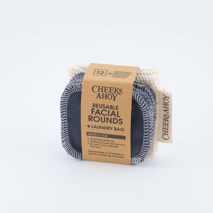 Cheeks Ahoy - Reusable Facial Rounds: Blues / Facial Rounds + Laundry Bag