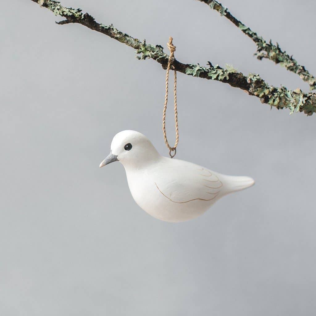 Aviologie - Hanging Dove - 2.5"H -Carved Wooden Ornament