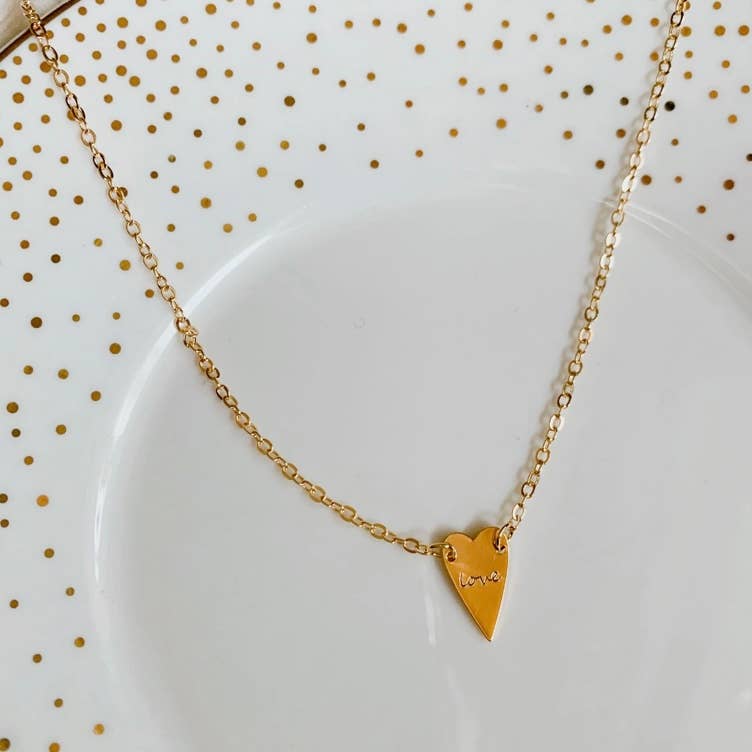 Oh So Lovely - Love stamped heart necklace