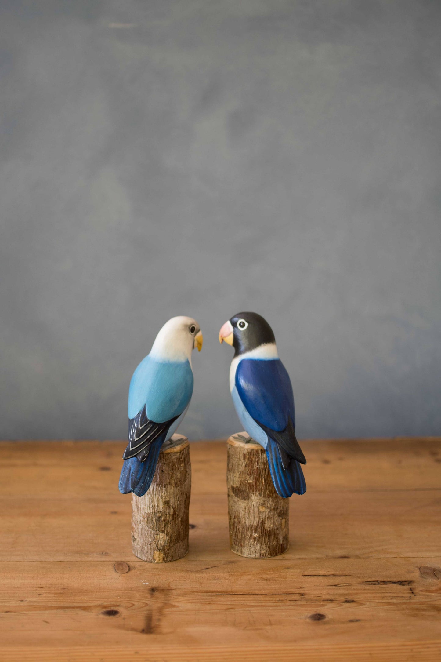 Aviologie - Lovebird - Dark Blue - 7.5"H -Carved Wooden Ornament