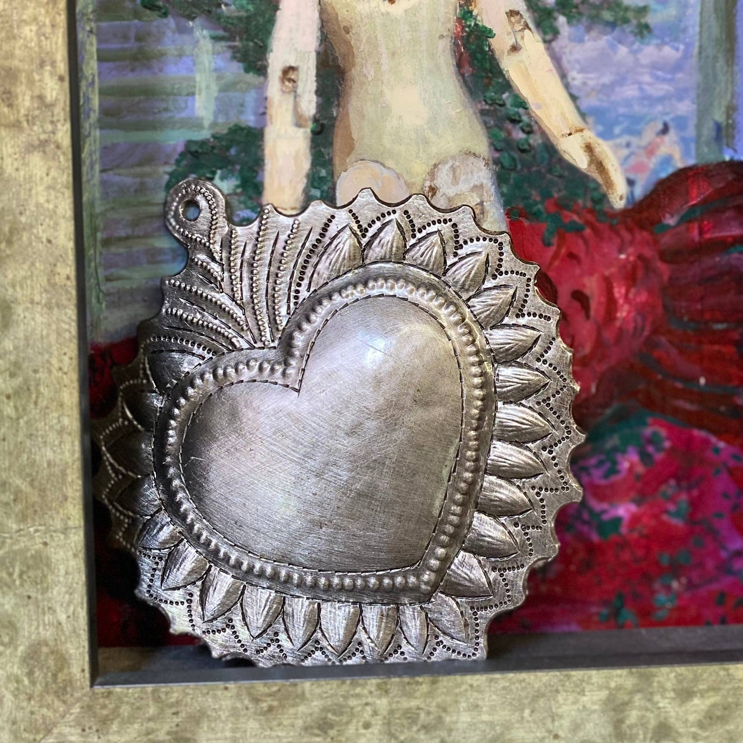 Haiti Fair Trade~ It's Cactus - Sacred Heart, Wall Decor,Handmade Metal Haiti 4.25" x 4.5"