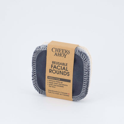 Cheeks Ahoy - Reusable Facial Rounds: Blues / Facial Rounds + Laundry Bag