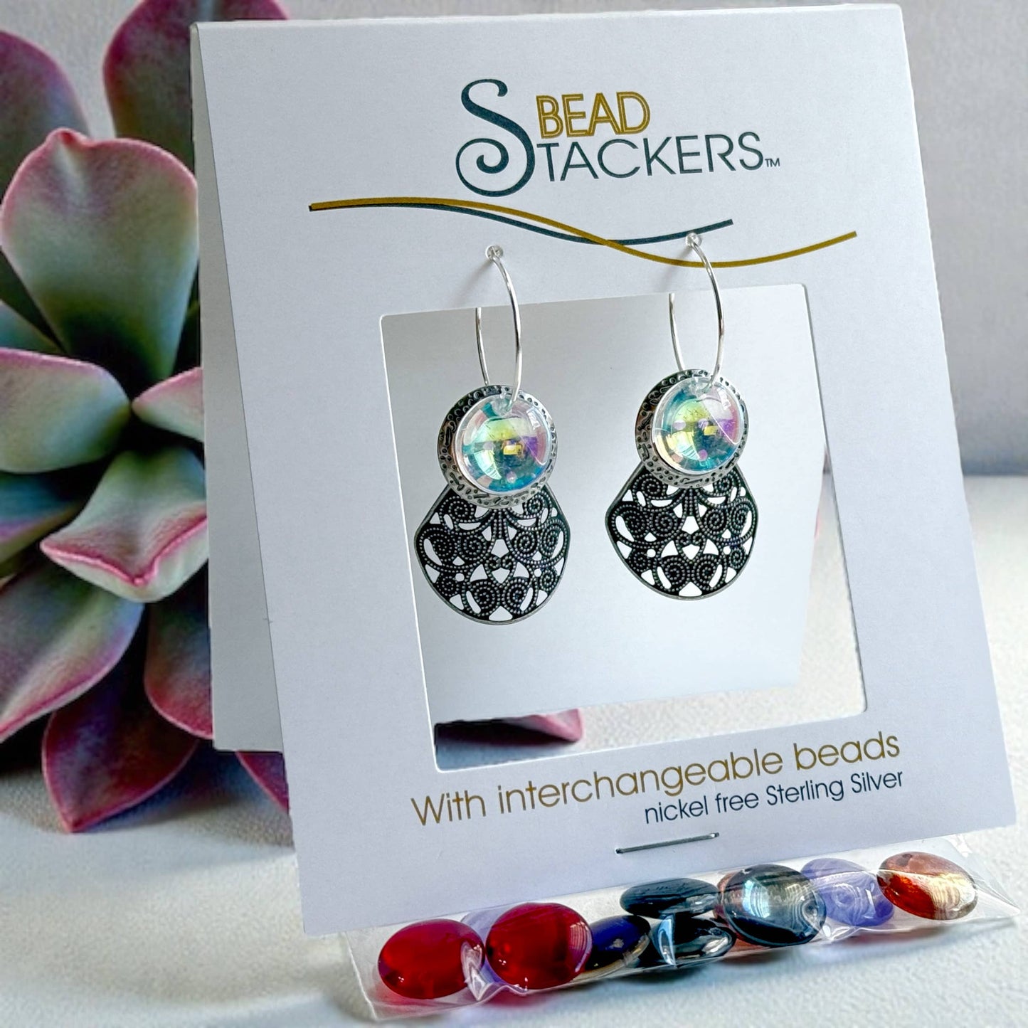 Conversations in Jewellery - LCY42 Dangle earrings come with 6 interchangeable colours. 