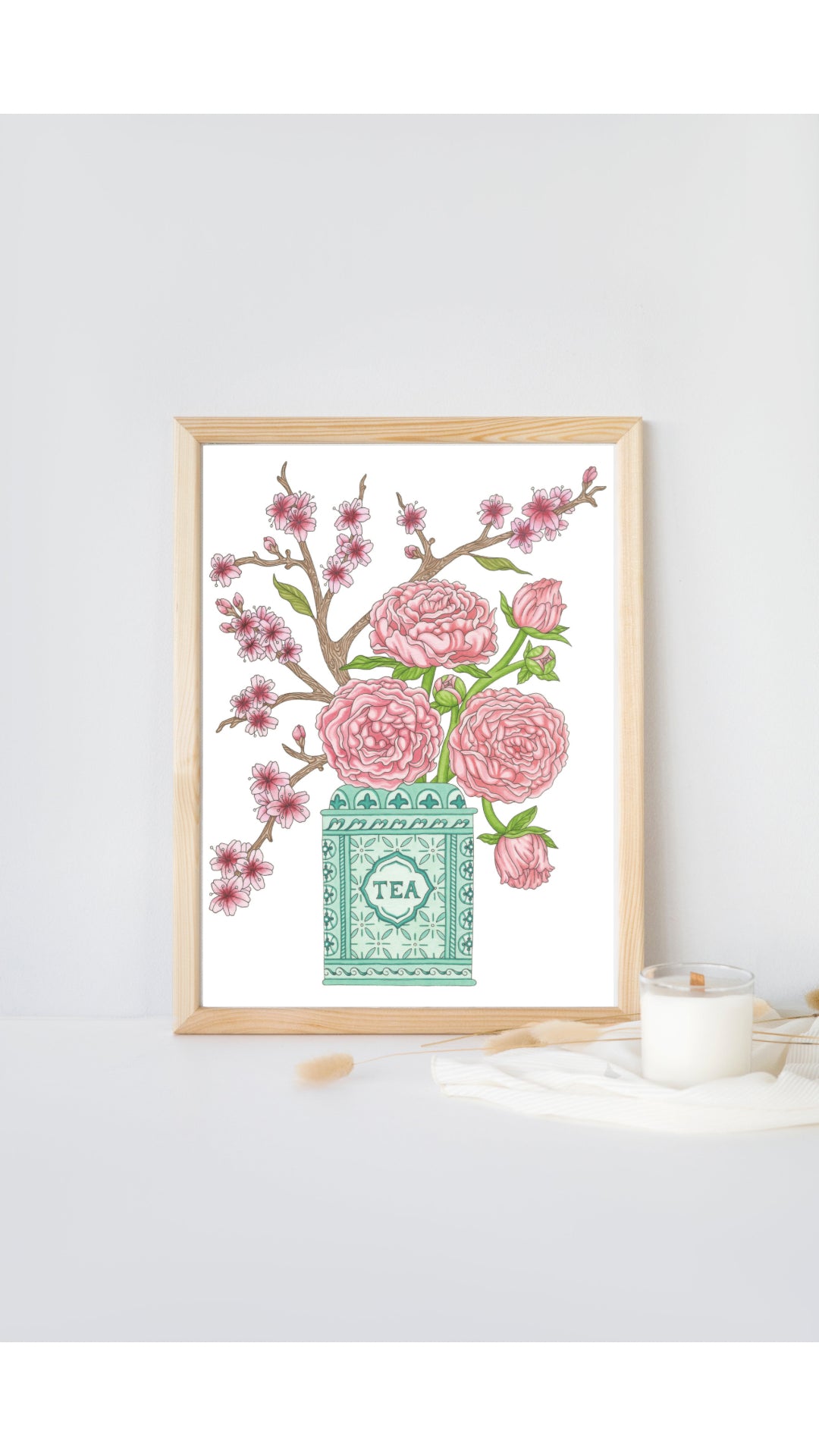 Art Print Peony & Cherry Blossom 8 x 10