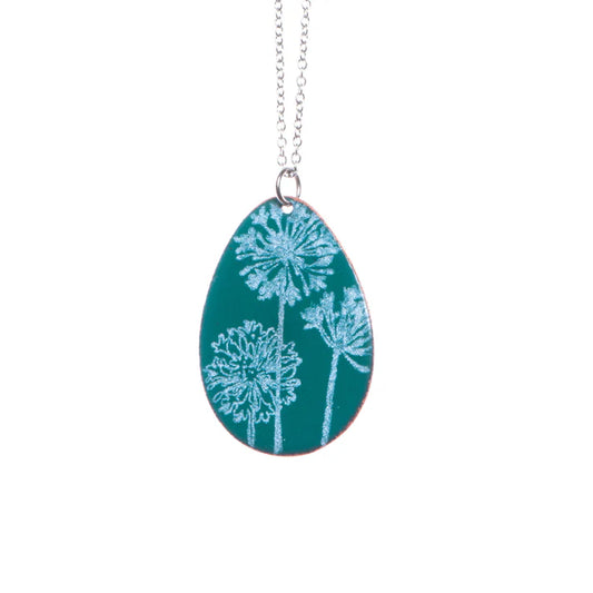 Dandelion Necklace Enamel with 18" Stainless Steel Chain