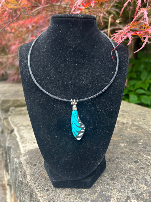 Blue Butterfly Wing Pendant