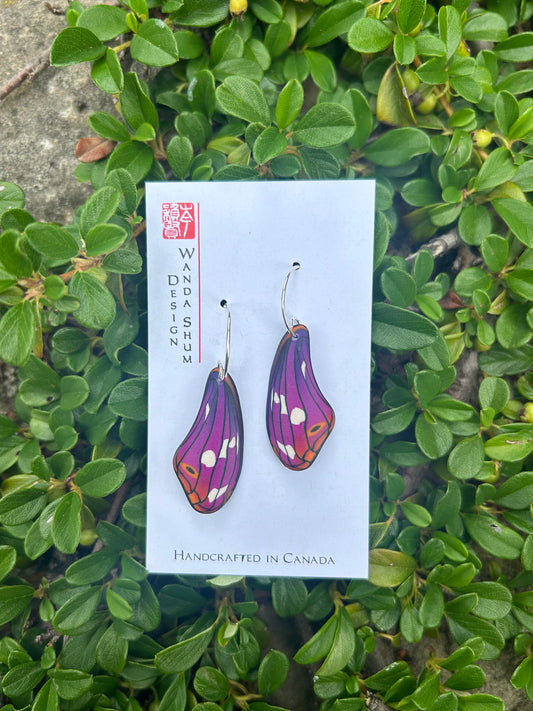 Purple Dragonfly Wing Earrings