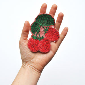 Iron-On Embroidered Raspberry Patch