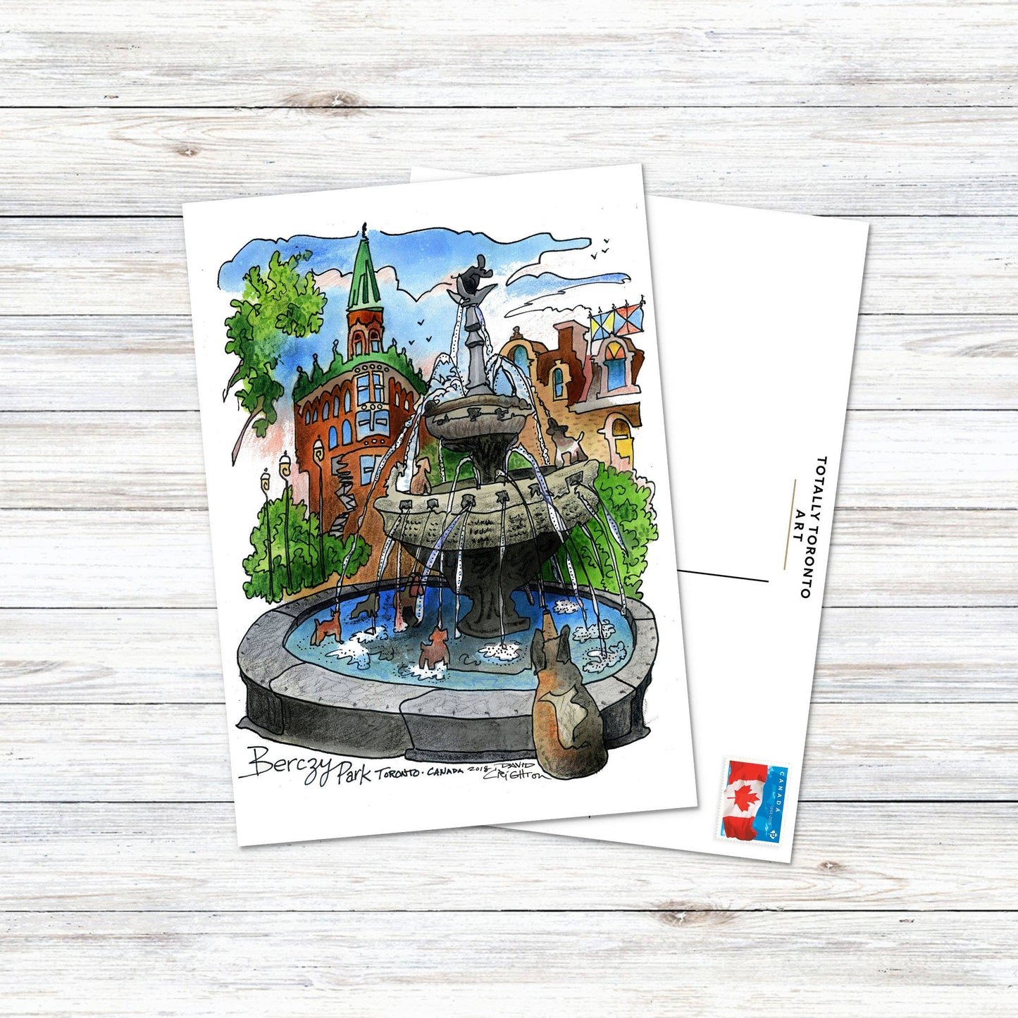 Totally Toronto Art/Sassy City Studio - Berczy Park Fountain Toronto Postcard