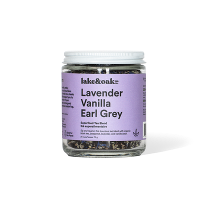 Lake & Oak Tea Co. - Lavender Vanilla Earl Grey -  Superfood Tea Blend: Pyramid Tea Bags - Retail Canister