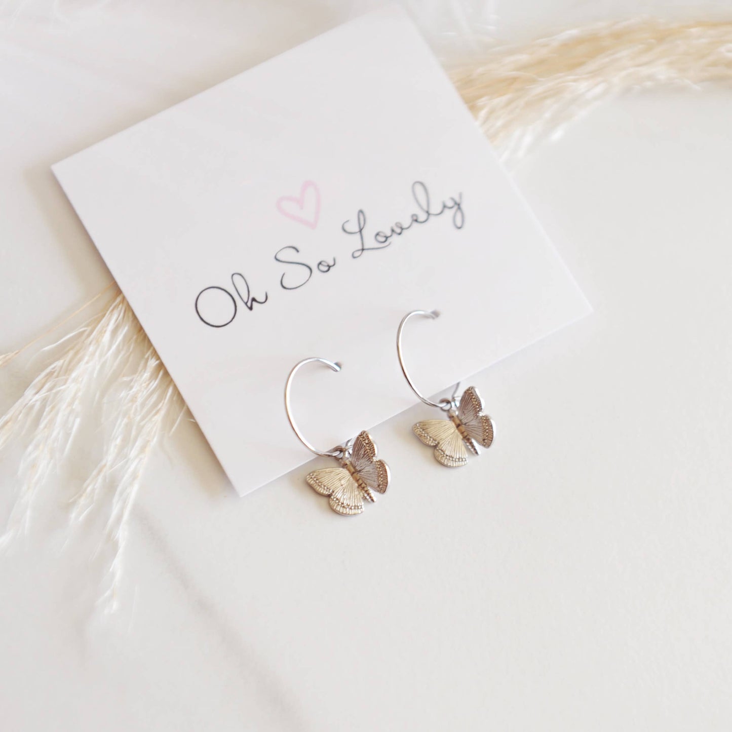 Oh So Lovely - Butterfly Hoop Earrings: Gold