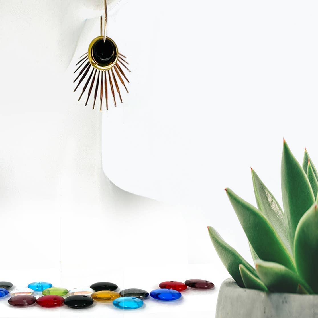 Conversations in Jewellery - RAY38G- Gold-fill earrings with 9 interchangeable colours.