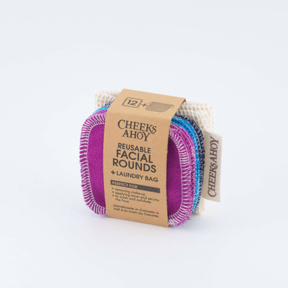 Cheeks Ahoy - Reusable Facial Rounds: Blues / Facial Rounds + Laundry Bag