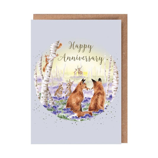 Greeting Card Bluebell Woods Fox Anniversary