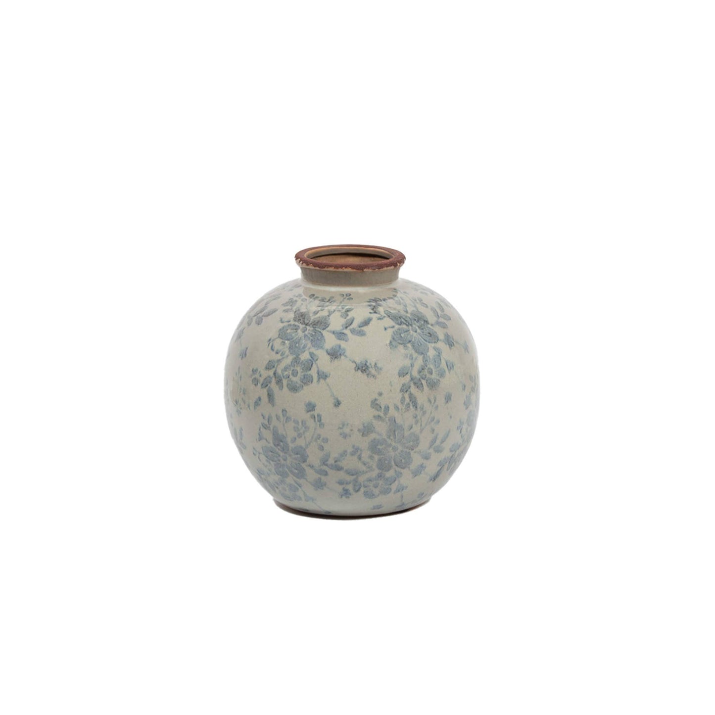 Bacon Basketware - ROUND VASE WITH BLUE FLORAL PATTERN