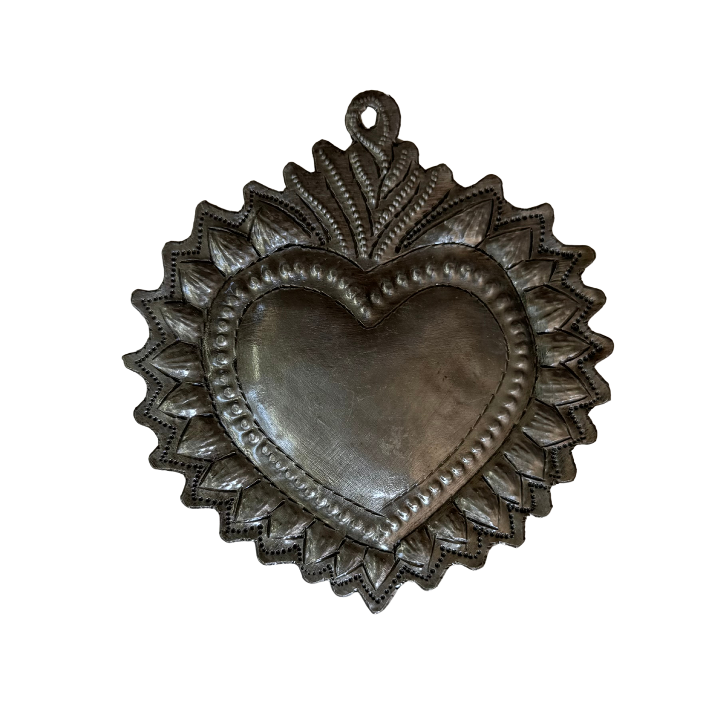 Haiti Fair Trade~ It's Cactus - Sacred Heart, Wall Decor,Handmade Metal Haiti 4.25" x 4.5"
