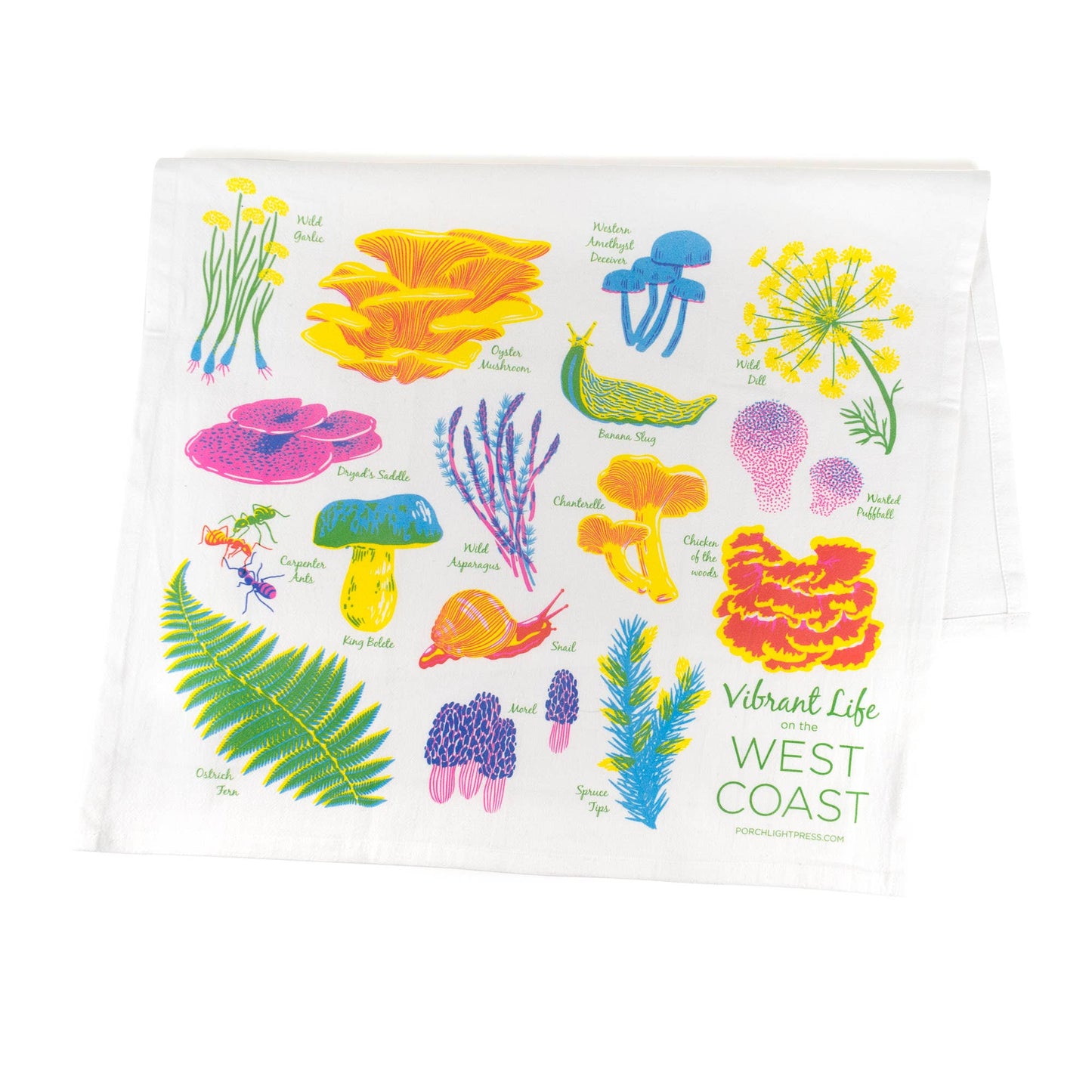 Porchlight Press Letterpress - Vibrant Life Series - Forest Floor Tea Towel