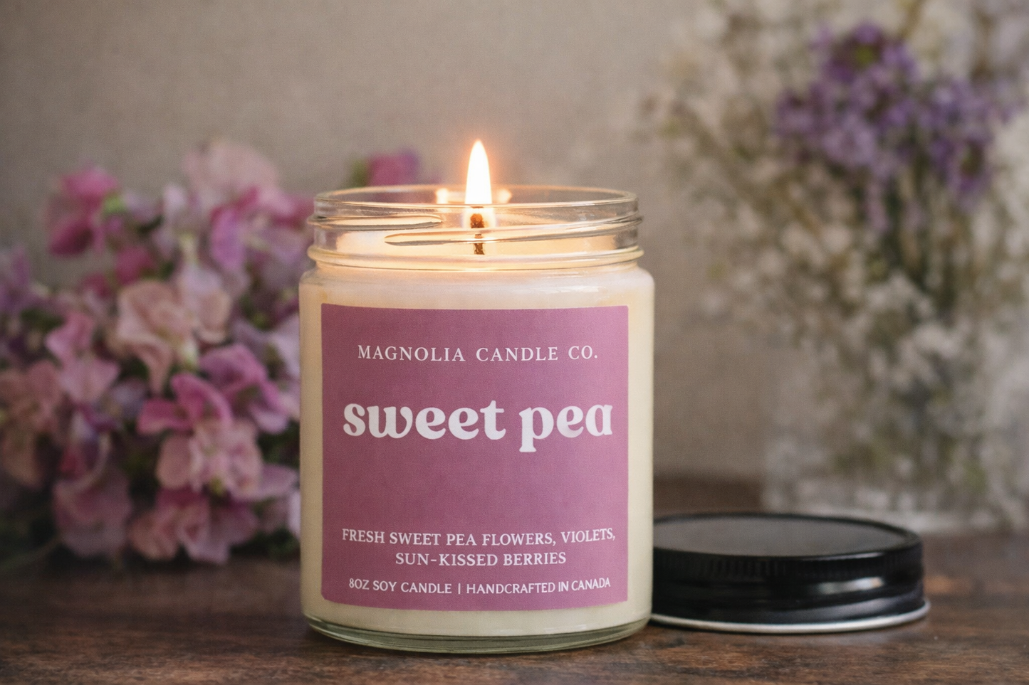 Magnolia Candle Company - Sweet Pea | Non - Toxic Candle | 8oz 