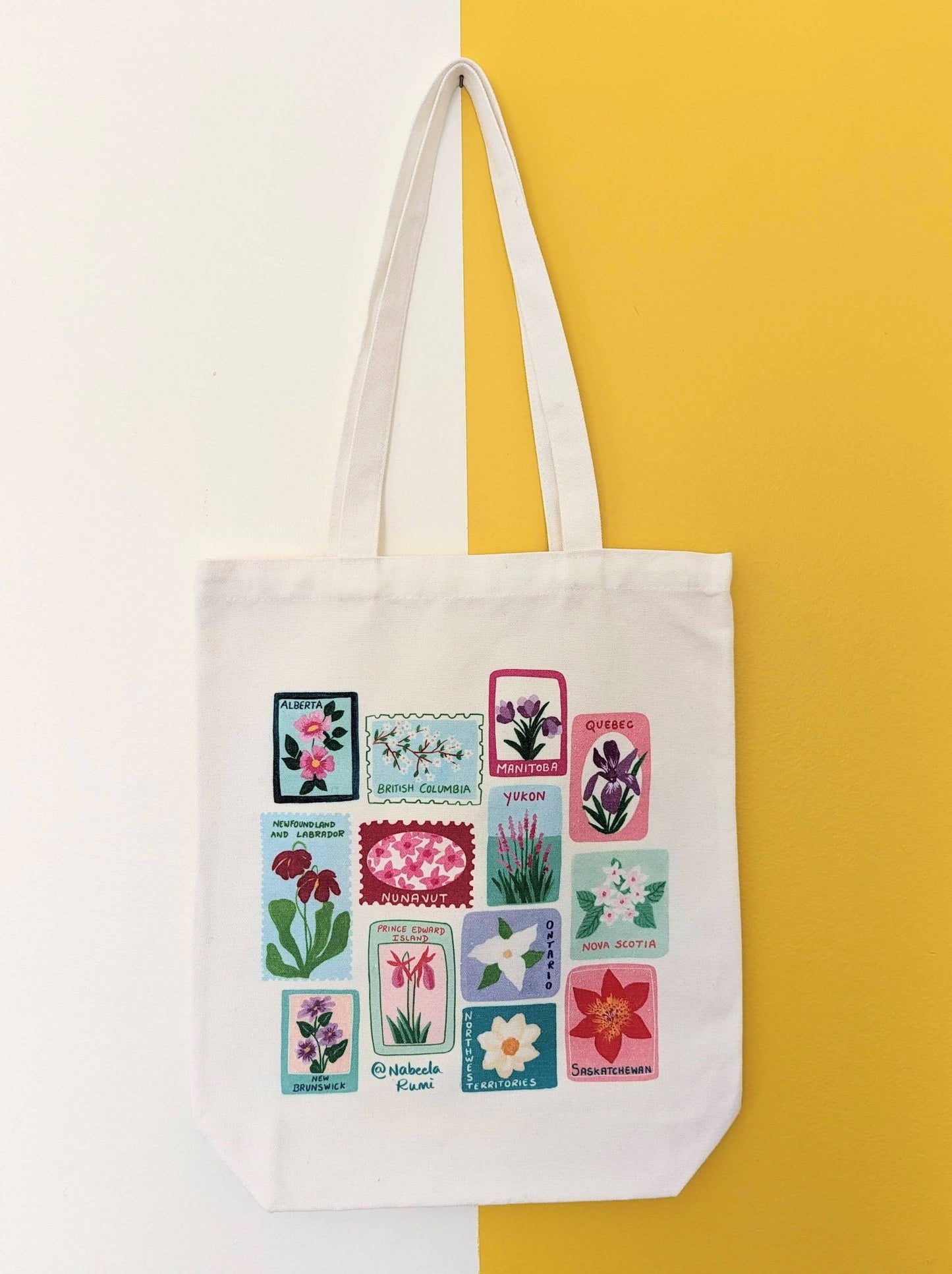 Nabeela Rumi - Canadian provincial flowers tote bag: Natural