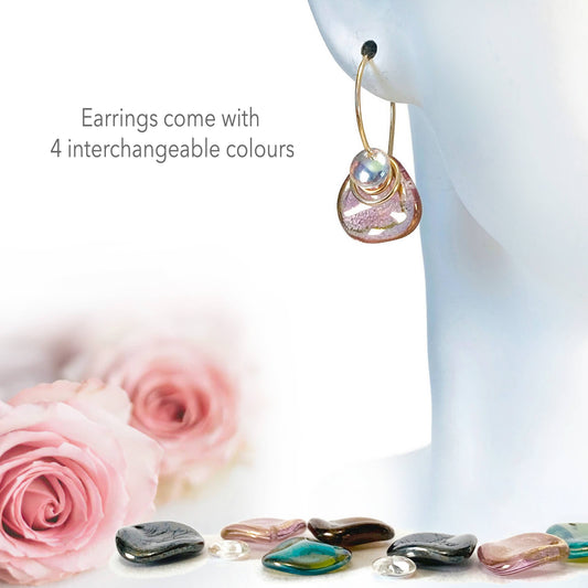 Dangle Earrings with 4 Interchangeable Colours PT34GC