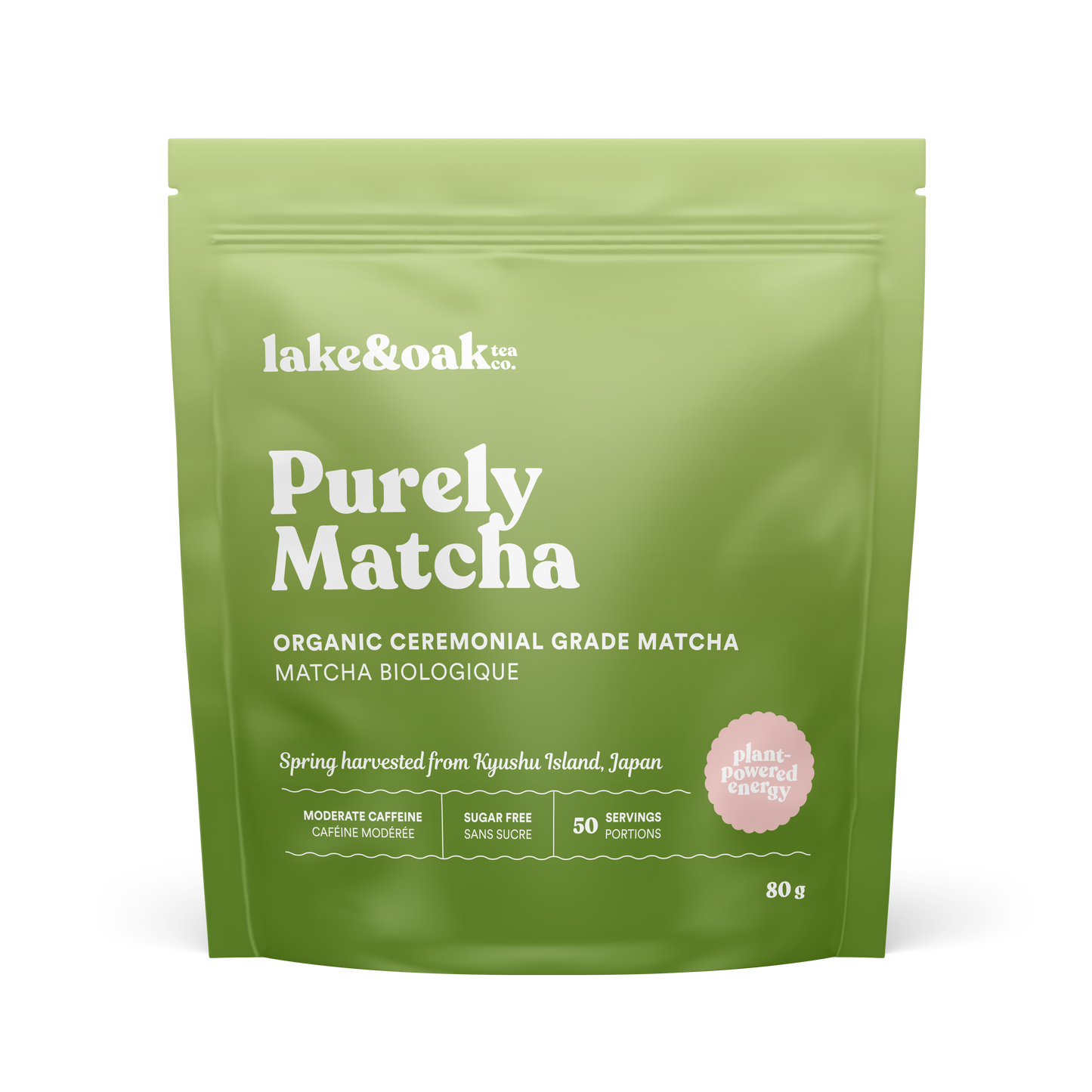 Lake & Oak Tea Co. - Purely Matcha - Organic Ceremonial Grade Matcha: Retail Glass Jar - 40g