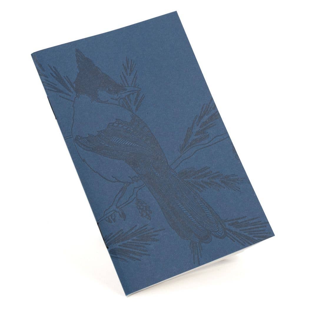Letterpress - Monochromatic Birds - Pocket size Set of 3 Notebook: Plain Pages