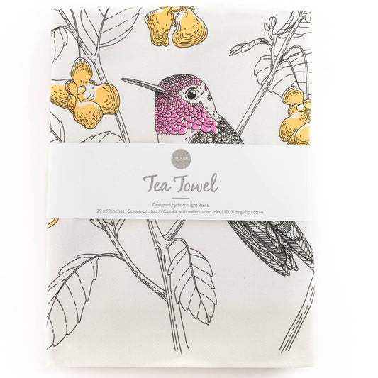 Letterpress - Anna's Hummingbird Tea Towel - West Coast Birds