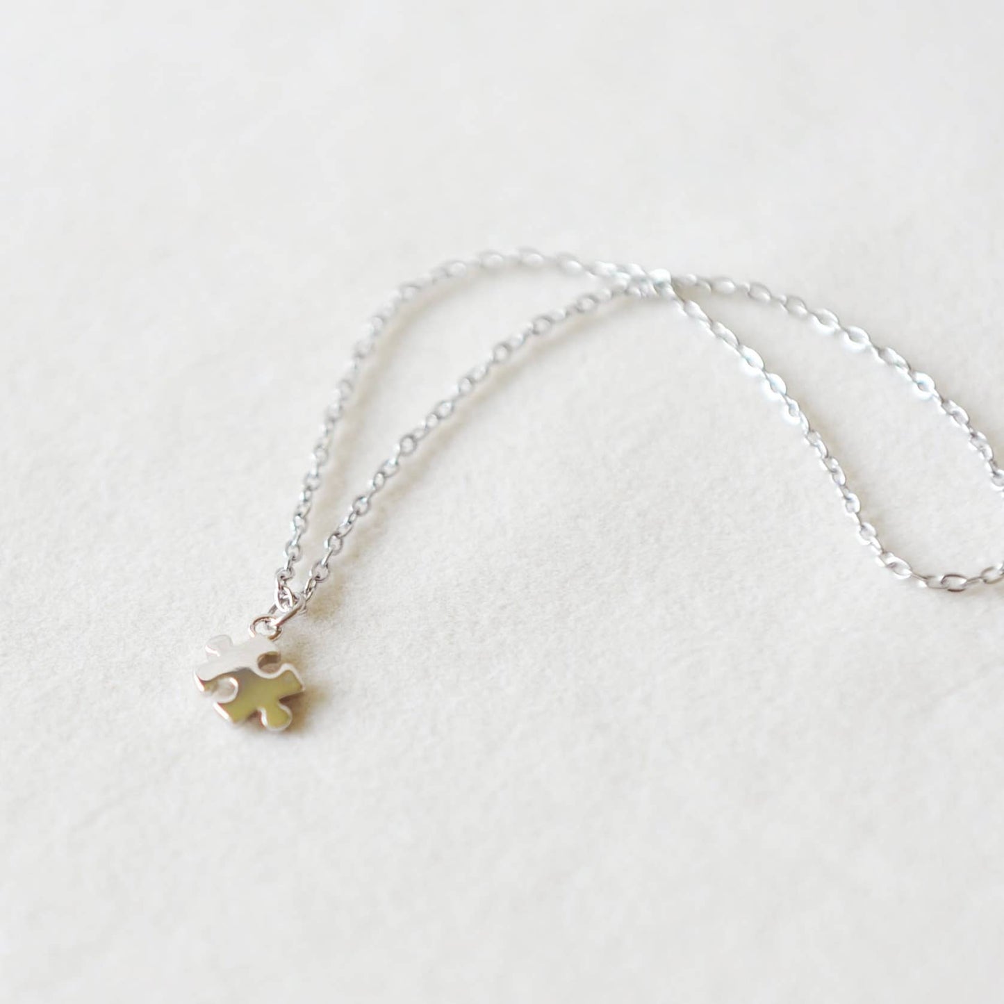 Oh So Lovely - Puzzle Piece Dainty Charm Necklace : Silver