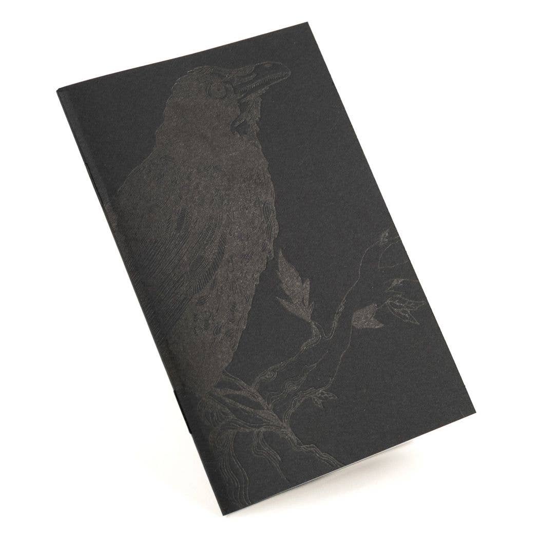 Letterpress - Monochromatic Birds - Pocket size Set of 3 Notebook: Plain Pages
