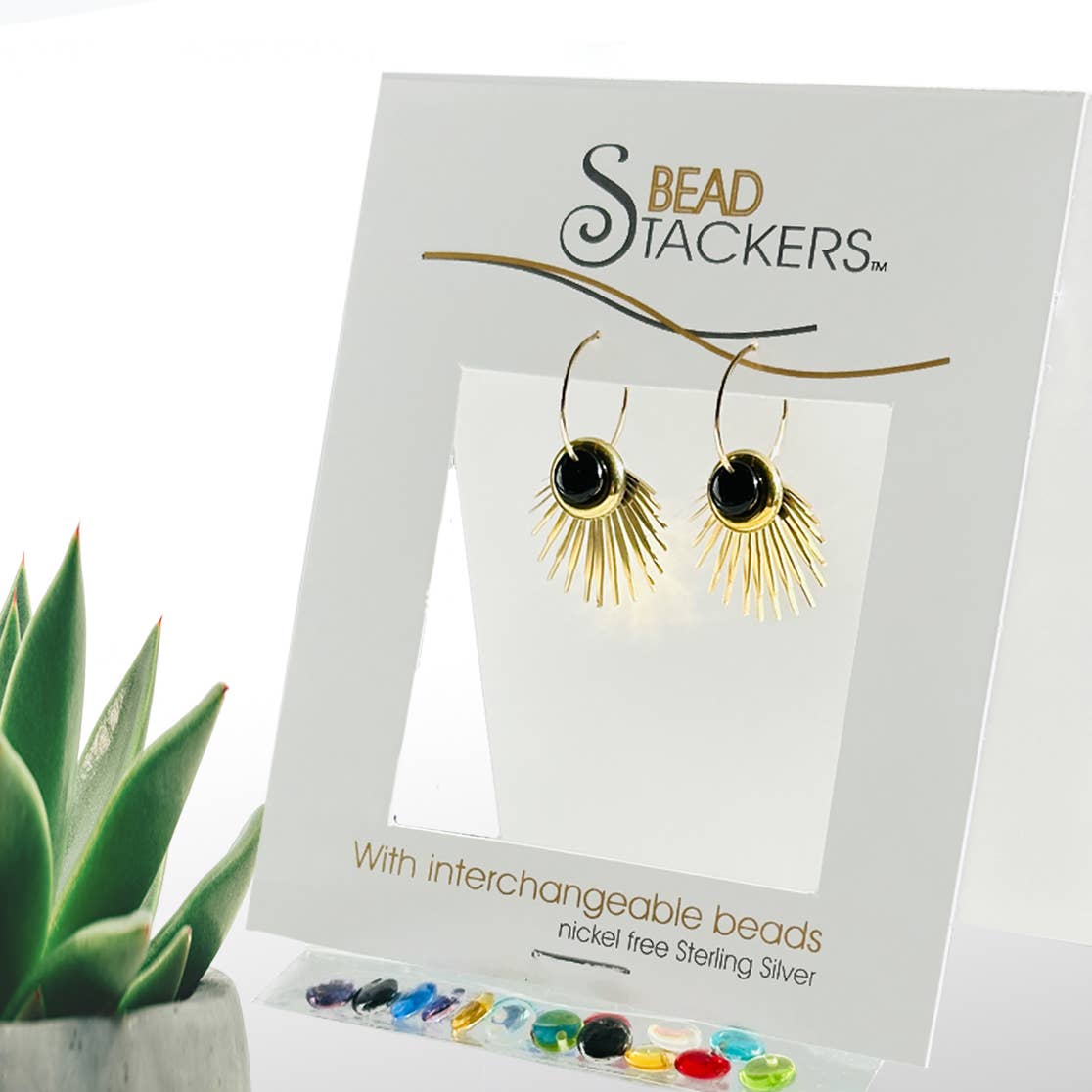 Conversations in Jewellery - RAY38G- Gold-fill earrings with 9 interchangeable colours.