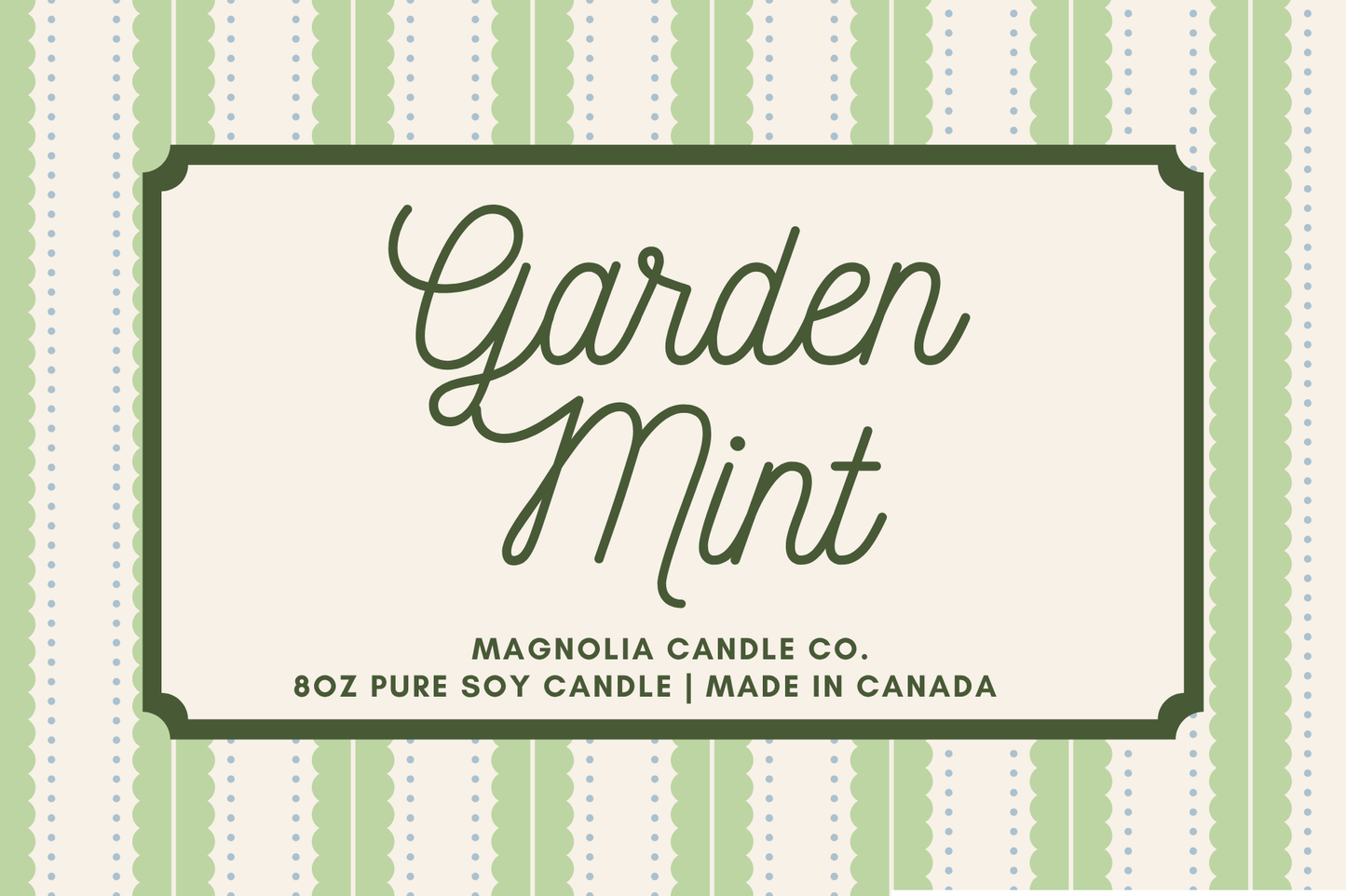 Magnolia Candle Company - Garden Mint, Summer, Spring PURE Soy Candle, 8oz