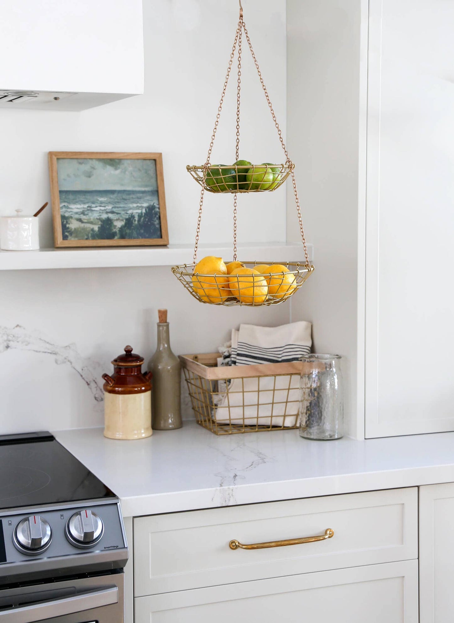 Bacon Basketware - GOLD WIRE HANGING BASKET