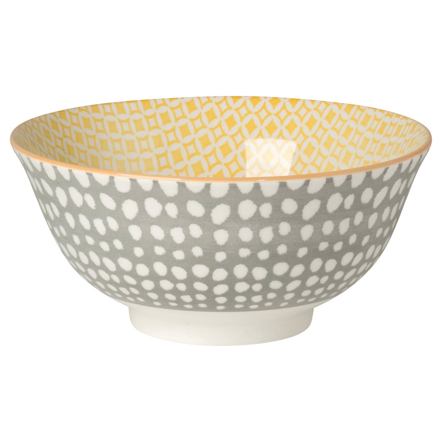 Danica Brands - Dots Gray and Yellow Stamped Bowl 6 Inch